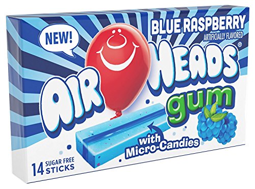 Airheads Candy Sugar-Free Chewing Gum Xylitol Blue Raspberry 14 Sticks (12-Pack)
