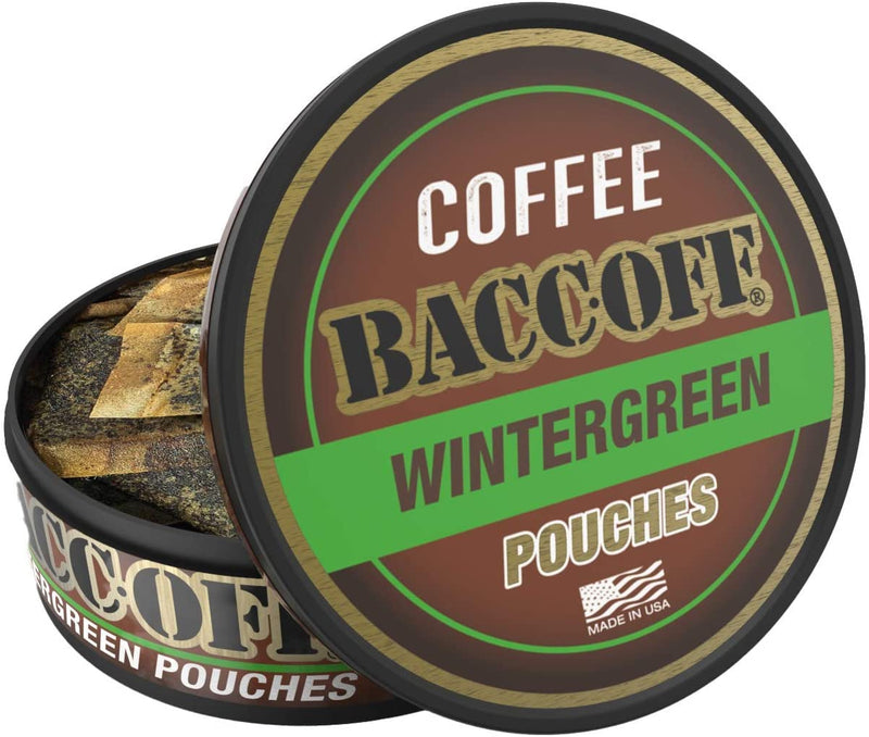 BaccOff, Premium Flavored Coffee Pouches, No Tobacco Dip, No Nicotine Smokeless Alternative Snuff, Wintergreen