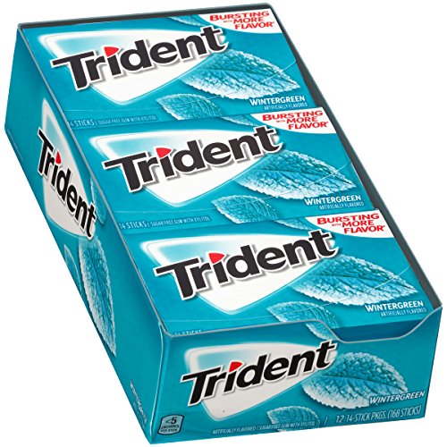 Trident Wintergreen Sugar Free Gum, 12 Packs of 14 Pieces (168 Total Pieces)