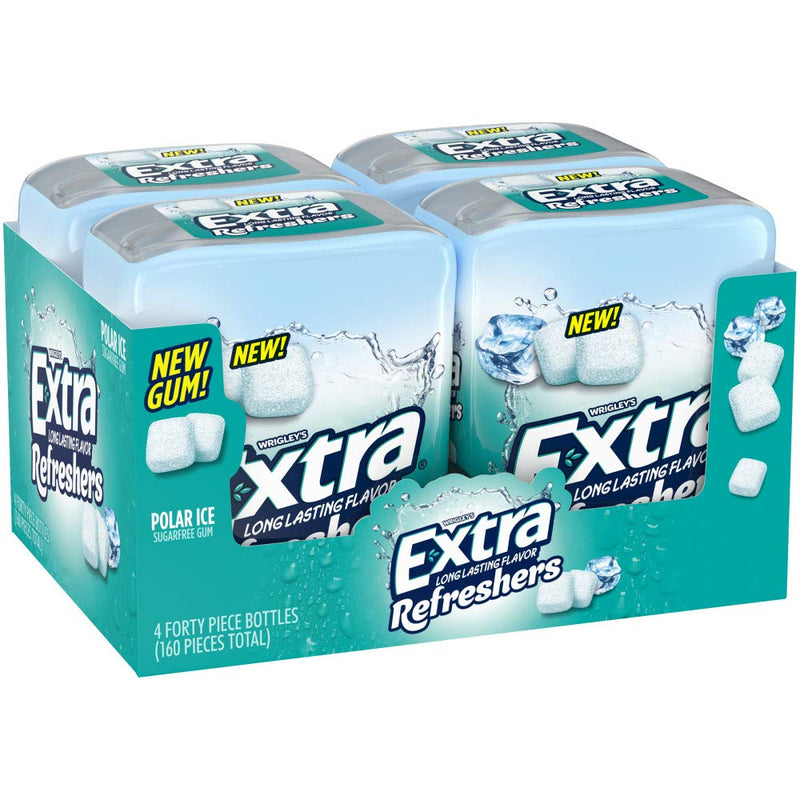 Extra Refreshers, Polar Ice Chewing Gum, 40 Count,Pack of 6