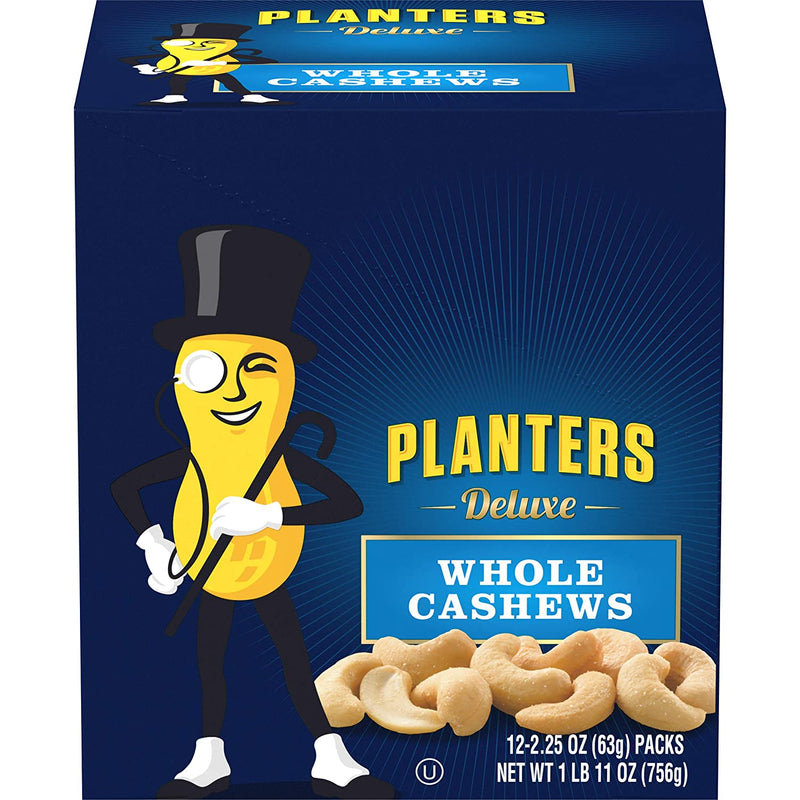 Planters Deluxe Cashews (2.25oz Bags, Pack of 12)