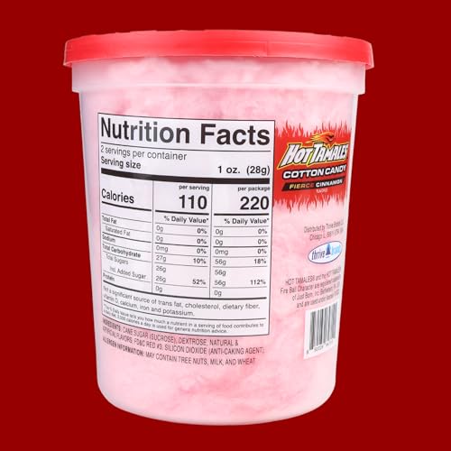 Hot Tamales Cotton Candy Tub, Sweet and Spicy Cinnamon Flavored Sugar Floss, Unique Party Favor Snacks, 2 Ounces (Pack of 12)