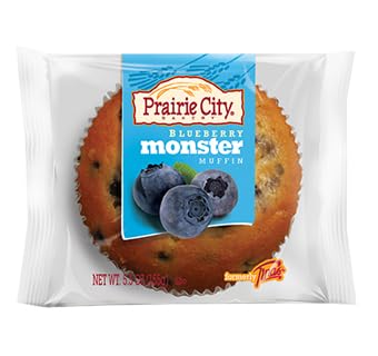 Prairie City Bakery Down Home Individually Wrapped Monster Muffins 6 Ounce (Blueberry)