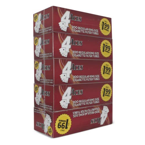 4 Aces Regular King Size RYO Cigarette Tubes 200 Count Per Box (Pack of 5)