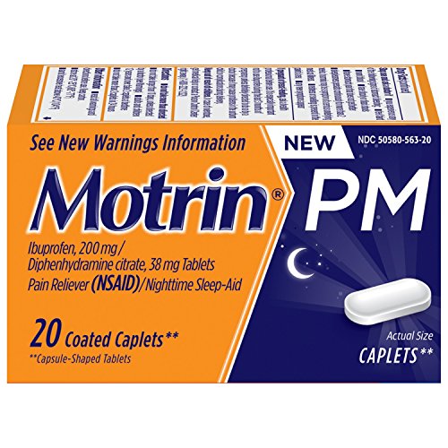 Motrin PM Caplets Ibuprofen Relief from Minor Aches and Pains Nighttime 20 Count