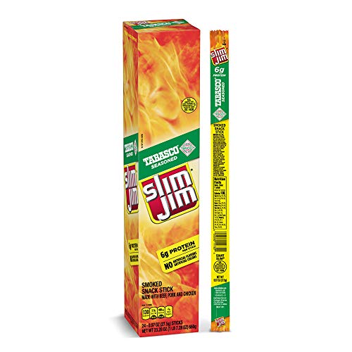 Slim Jim Giant Tabasco Smoked Snack Sticks 0.97oz 24-Count Wholesale Case