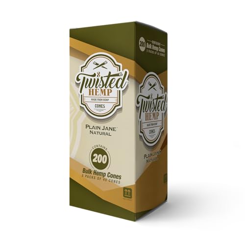 Twisted Hemp Bulk Pre-Rolled Cones Box of 200 Cones (Plain Jane )
