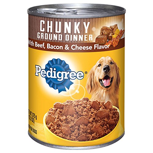 Pedigree Meaty Ground Dinner with Chunky Beef, Bacon and Cheese Dog Food 13.2 oz Can