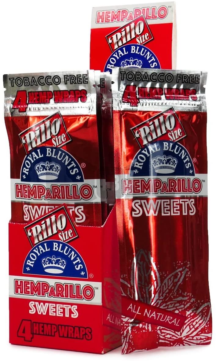 Hemparillo Rillo Size Hemp Wraps 4 Count Per Sleeve Pack of 15 (Sweets)