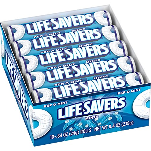 LIFE SAVERS Pep-O-Mint Mints Rolls Single Size .84 Ounce 20-Count Box