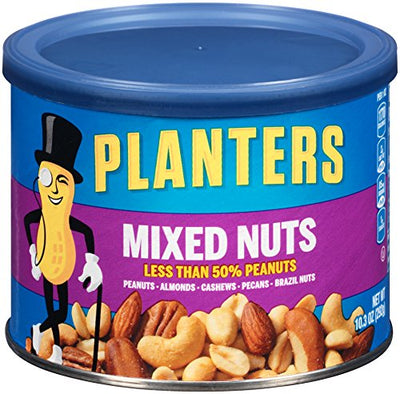 PLANTERS Mixed Nuts 10.3 oz Canister Peanuts Almonds Cashews Hazelnuts Pecans