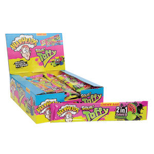 WARHEADS SOUR TAFFY 2 IN 1 TAFFY CHEWY BAR 1.49 OZ 24 Count