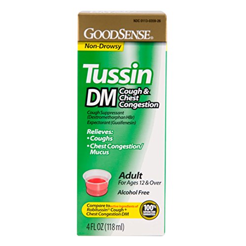 GoodSense Tussin DM Cough Suppressant and Expectorant, 4 Fluid Ounce Cough Syrup