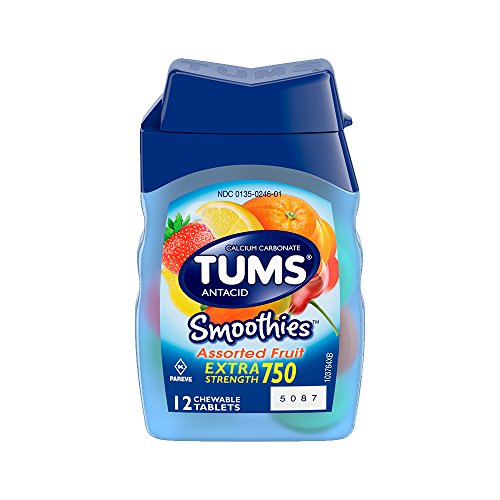 TUMS Smoothies Extra Strength Assorted Fruit Antacid Chewable Tablets 12 Count