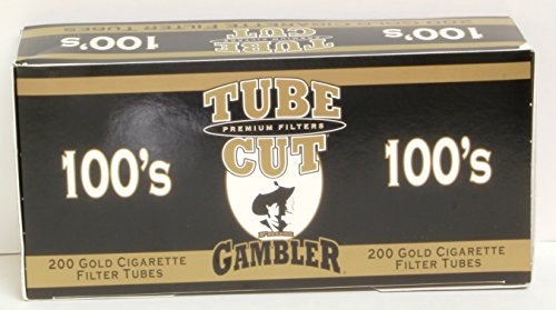 Gambler Tube Cut Gold Cigarette Filters 100mm 200 Count Per Box (Pack of 5)