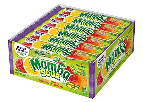 Mamba Sour Flavor Chewy Candies 2.8 oz 24-Pack Wholesale Box