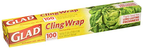 Glad Cling Wrap, Clear Food Wrap, BPA -Free, Microwave Ready, 100 Sq Ft/Roll, 33.3 Yard x 12 Inch Box