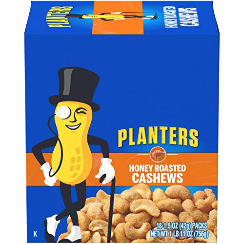 Planters Honey Roasted Cashews (1.5 oz Packets, Pack of 18)