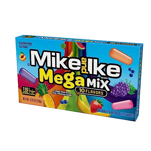 Mike and Ike Candy, Mega Mix, 4.25oz Theater Box, Pack of 12