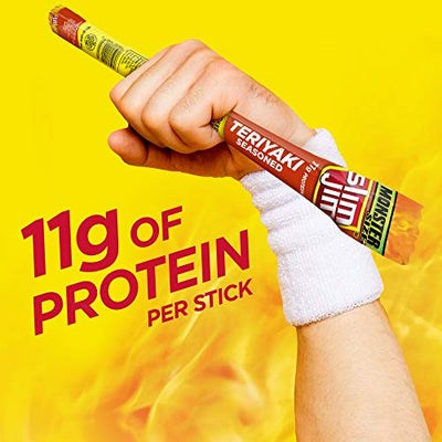 Slim Jim Monster Smoked Meat Stick, Teriyaki Seasoned, Packed with Protein, 1.94-oz. Stick 18-Count