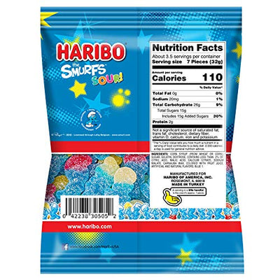 HARIBO Gummi Candy, Sour Smurfs, 4 oz. Bag (Pack of 12)