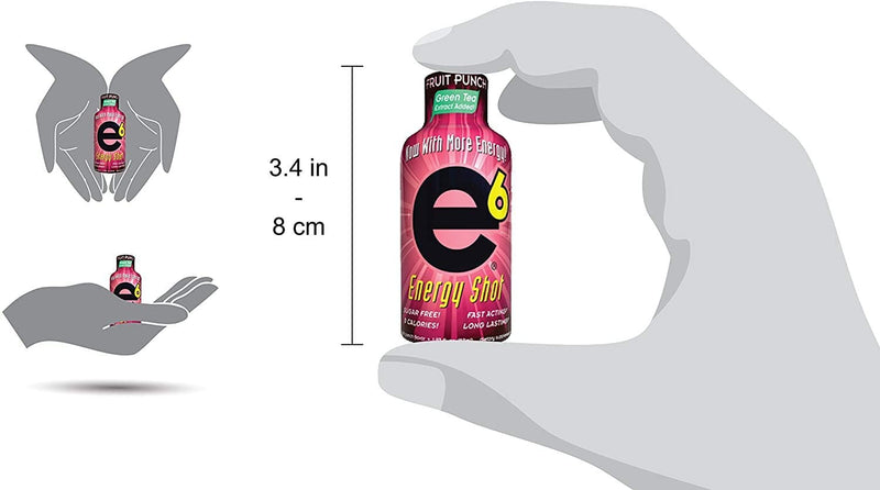 E6 Energy Shot Fruit Punch (12-2oz Bottle Pack) Sugar Free, Zero Calories