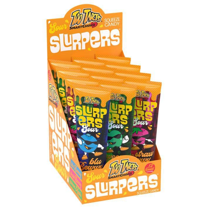 Too Tarts Sour Slurpers Candy, 4 Ounce Tubes - 12 Count Display Pack