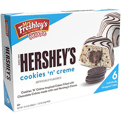 Mrs. Freshley's Deluxe Hershey's Cookies 'N' Creme Cakes, 10.5oz, White 6 Count Per Box