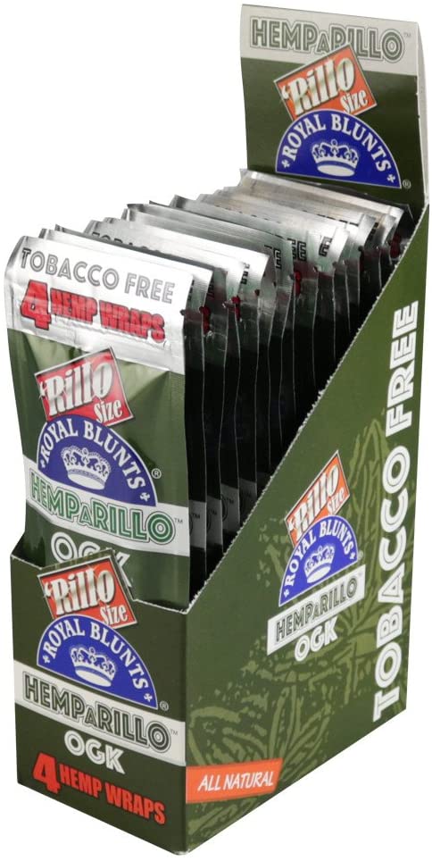 Hemparillo Rillo Size Hemp Wraps 4 Count Per Sleeve Pack of 15 (OGK)