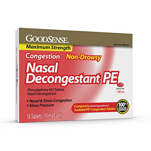 GoodSense Maximum Strength Nasal Decongestant Sinus Pressure, 18 Count