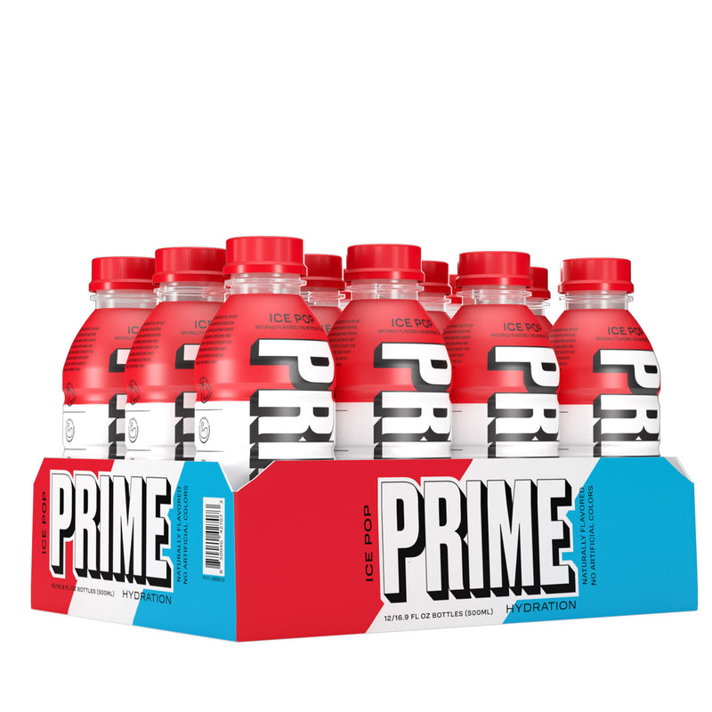 Prime Hydration with BCAA Blend for Muscle Recovery Ice Pop (12 Drinks, 16 Fl Oz. Each)