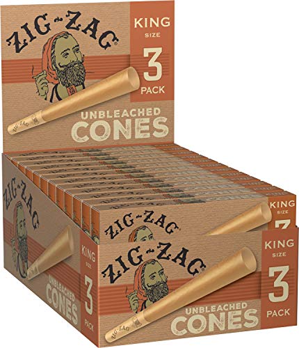 Zig-Zag Cones Unbleached Natural Fiber Pre Rolled Rolling Paper King Size (24 Box Carton) 72 Total Cones?