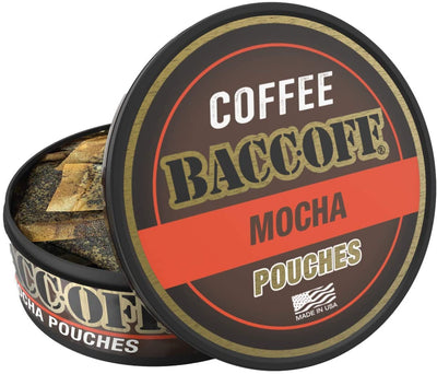 BaccOff, Premium Flavored Coffee Pouches, No Tobacco Dip, No Nicotine Smokeless Alternative Snuff, Mocha