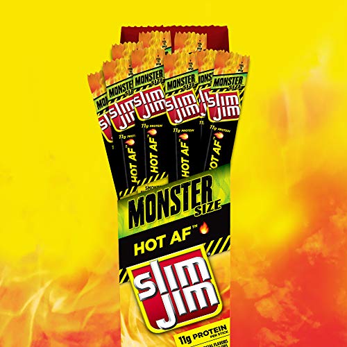 Slim Jim Monster Smoked Meat Snack Stick, Hot AF Flavor 1.94oz. Stick (18-Count)