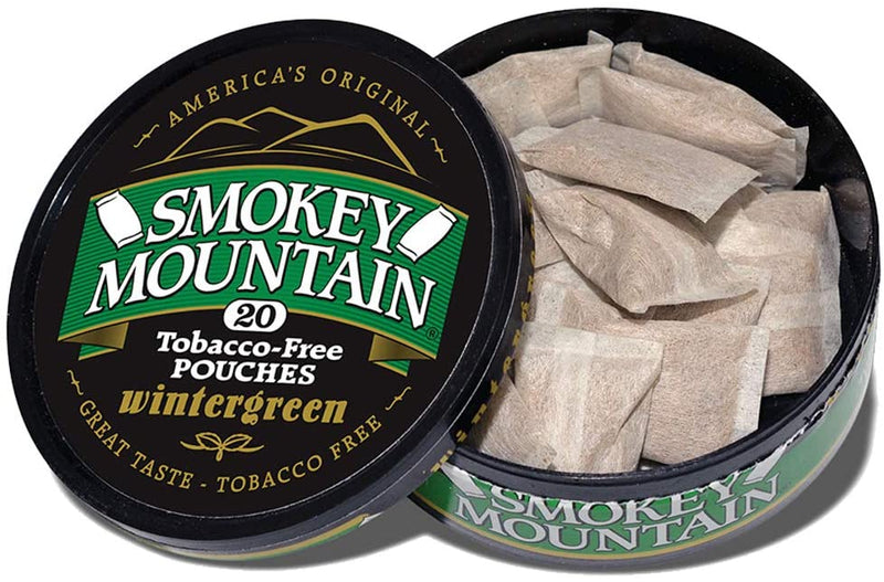 Smokey Mountain Pouches - Wintergreen - 10-Can Box - Nicotine-Free and Tobacco