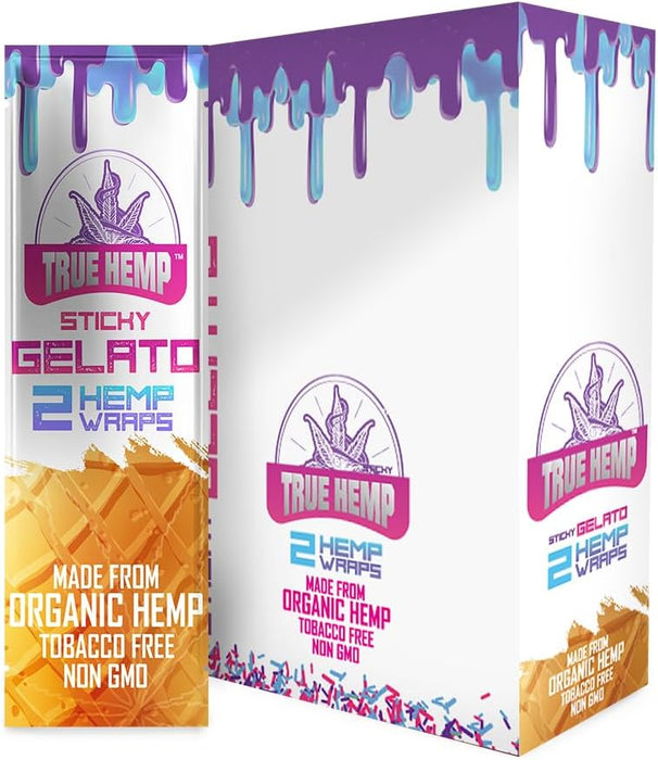 True Hemp All-Natural Non-GMO Hemp Wraps 2-Count 25-Pack Wholesale Display