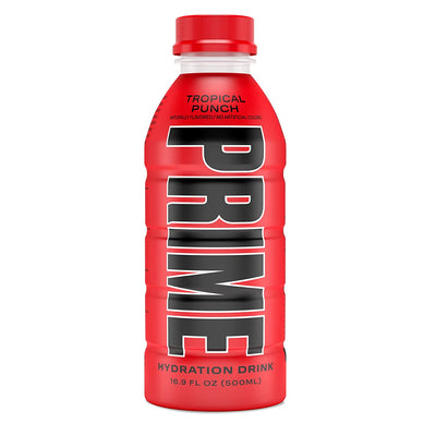 Prime Hydration with BCAA Blend for Muscle Recovery Tropical Punch (12 Drinks, 16 Fl Oz. Each)