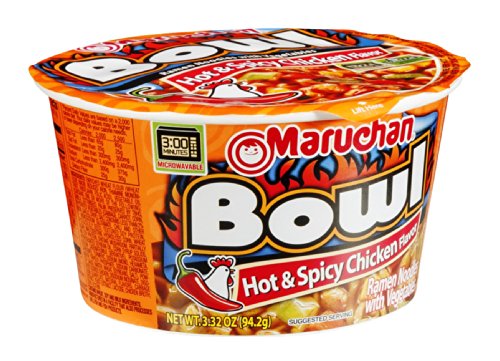 Maruchan Bowl Hot & Spicy Chicken Flavor Ramen Noodles 3.32 oz Single Count Pack