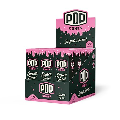 Pop Cones Pre Rolled Cones with a Flavor Burst Pop - Pop Inside A Tip Natural Unbleached & Ultra Thin Paper Available in King Size & 1 1/4 Paper