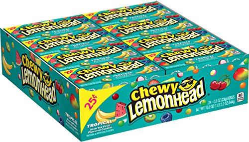 Lemonhead Chewy Candy, Tropical, 0.8 Ounce Box, Pack of 24
