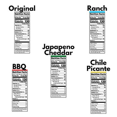Corn Nuts Variety Pack 4oz (Pack of 5) BBQ, Ranch, Chile Picante, Original and Jalapeno Cheddar