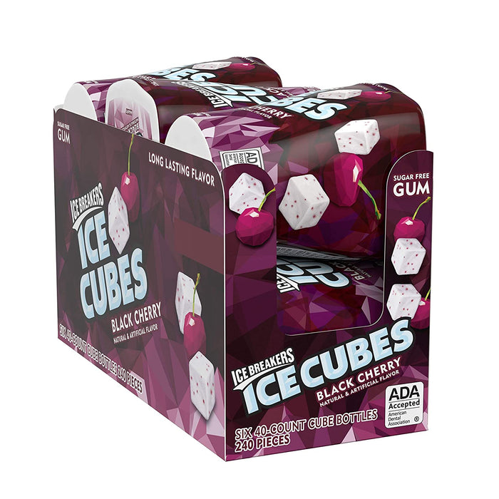Ice Breakers Ice Cubes Black Cherry Flavored Sugar-Free Chewing Gum 3.24oz 40-Piece 6-Count Wholesale Case