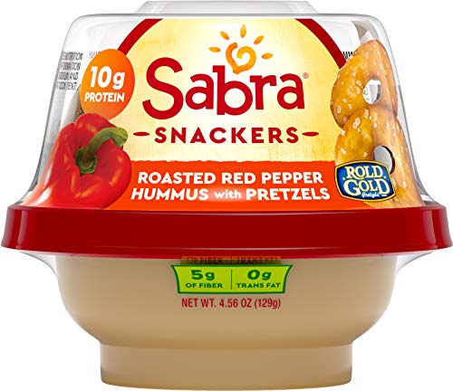 Sabra Snackers, Roasted Red Pepper Hummus with Pretzels, Plant-Based, Vegan, 4.56oz