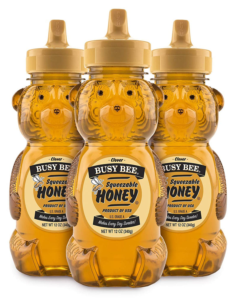 Busy Bee Squeeze Bear Clover Honey, 12 oz (1-Bottle)