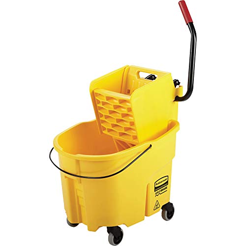 Rubbermaid Commercial Wavebrake Mopping System Bucket and Side-Press Wringer Combo, 35-quart, Yellow (FG758088YEL)