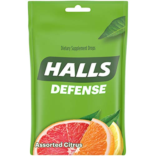 Halls Defense Assorted Citrus Vitamin C Drops, Bag of 30 Drops