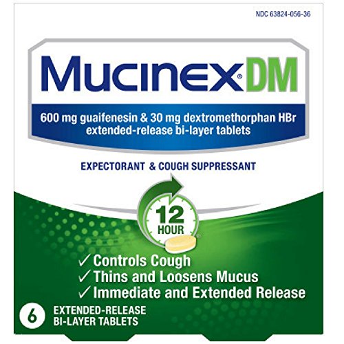 Mucinex DM 12-Hour Expectorant and Cough Suppressant Tablets, 6 Count