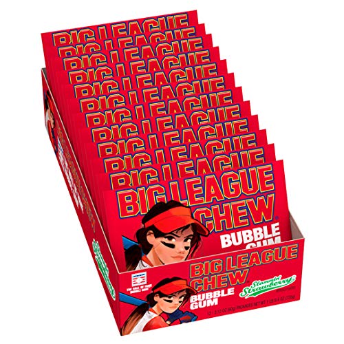 Big League Chew Strawberry Flavor Shredded Bubble Gum 12-Pack Wholesale Tray