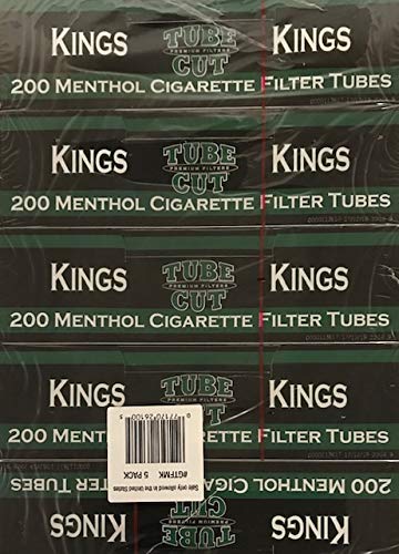 Gambler Tube Cut Menthol King Size Cigarette Tubes 200 Count Per Box (Pack of 5)