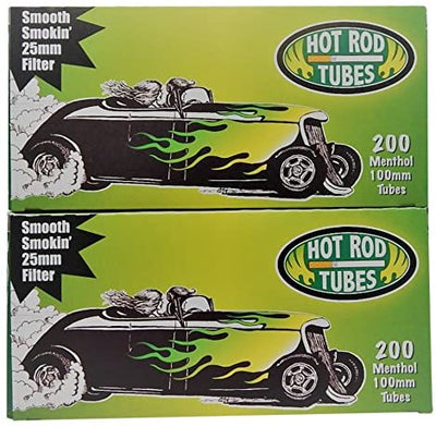 Hot Rod Tube Cigarette Tubes 20mm Filter 200 Count Per Box 100mm Menthol